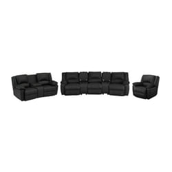Canapé 3 places 2 places et fauteuil relax en cuir de vachette noir AROMA
