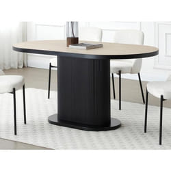 Table à manger 6 personnes en MDF - Naturel et Noir - CALIENO