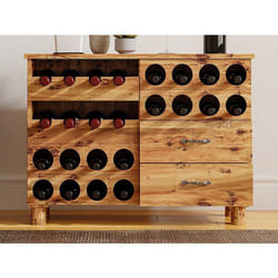 Vente-unique - Meuble Range Bouteilles En Bois De Sapin Et Mdf - L.90 X P. 32 X H. 69 Cm - Naturel - Rioja
