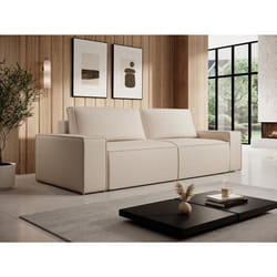 Canapé 4 places convertible en tissu texturé beige AMELIA