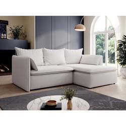 Canapé dangle droit convertible en tissu texturé beige TEODORA