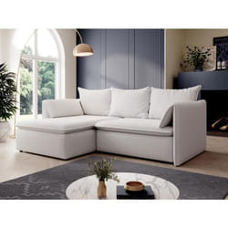 Canapé dangle gauche convertible en tissu texturé beige TEODORA