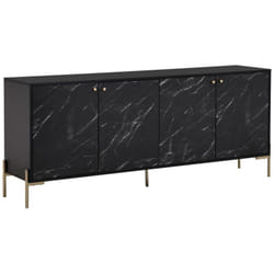 Buffet avec 4 portes en mdf et métal - Effet marbre noir et doré - ciemila de Pascal Morabito