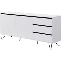 Buffet avec 2 portes et 3 tiroirs en mdf et acier - Blanc et Noir - abuja de Pascal Morabito