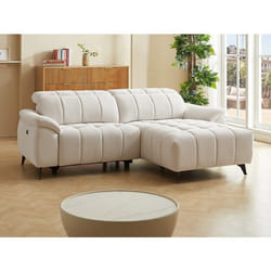 Vente-unique - Canapé D'Angle Droit Relax Électrique En Tissu Texturé Beige Celtimo