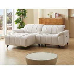 Canapé dangle gauche relax électrique en tissu texturé beige CELTIMO
