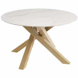 Avec son plateau en céramique effet marbre blanc et son piétement doré au design croisé, LENUMIA affirme un style audacieux s ...