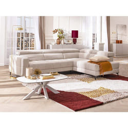 Canapé D'Angle Droit Relax Assise Coulissante Électrique En Tissu Beige Moniso
