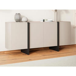 Buffet avec 4 portes en MDF - Beige et Noir - LUVONIA