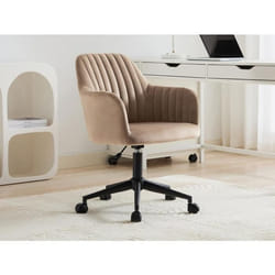 Chaise de bureau - Velours - Beige et noir - Hauteur réglable - ELEANA