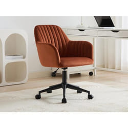 Chaise de bureau - Velours - Terracotta et noir - Hauteur réglable - ELEANA