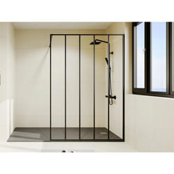 Paroi de douche à litalienne style industriel - Noir mat - 140 x 200 cm - ATALIA II