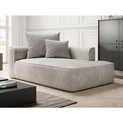 Méridienne droite en velours côtelé beige PINETA
