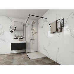 Receveur de douche extra plat à poser ou à encastrer recoupable en résine SMC avec siphon - Blanc - 120 x 90 cm - LYROSA