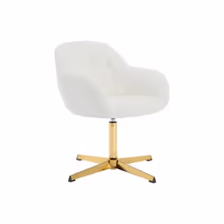 Chaise de bureau en tissu bouclette - Blanc et doré - LANCIEGA de Pascal Morabito