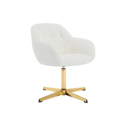 Chaise de bureau en tissu bouclette - Blanc et doré - LANCIEGA de Pascal Morabito
