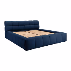 Lit coffre 180 x 200 cm - Tissu - Bleu nuit - FORVIK II de Pascal Morabito