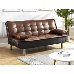 Canapé 3 places convertible clic-clac en microfibre vieilli marron MISHAN II