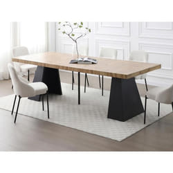 Table à manger extensible 4 à 10 personnes en MDF et métal - Naturel et noir - EMELIA