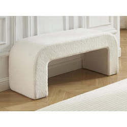 Banc en tissu bouclette - Blanc - CALVELO