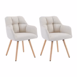 Lot de 2 chaises avec accoudoirs - Tissu et bois de hêtre - Beige - PEGA de Pascal MORABITO