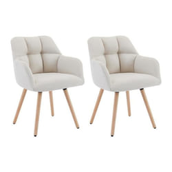 Lot de 2 chaises  avec accoudoirs - Tissu et bois de hêtre - Beige - PEGA de Pascal MORABITO