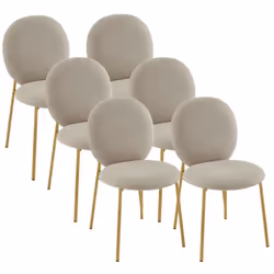 6 x Chaise ASTRENA Caractéristiques Couleur (nuance) : Beige Matière : 100 % Polyester Epaisseur métal : 2 mm Matière (Piètem ...