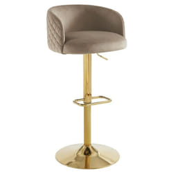 Pascal Morabito - Tabouret de bar en velours et métal doré - Hauteur réglable - Beige - perlanita de