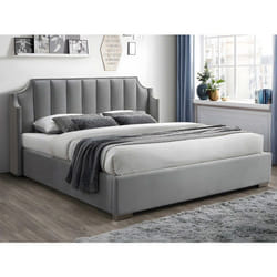 Lit Coffre 180 X 200 Cm Avec Tête De Lit Incurvée - Velours - Gris Clair + Matelas - Teomis