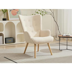 Fauteuil en tissu beige VATELY