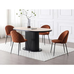 Lot de 2 chaises en velours et acier inoxydable noir - Terracotta - MELBOURNE