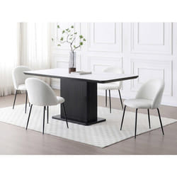 Lot De 2 Chaises En Tissu Bouclette Et Acier Inoxydable Noir - Blanc - Melbourne