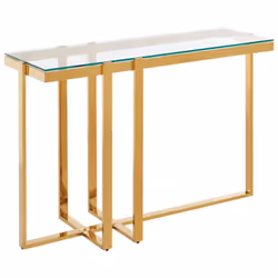 La console VELETIA est idéale pour apporter une touche d'élégance dès l’entrée de votre maison. En effet, sa structure dorée  ...