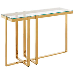 Console en verre trempé et acier inoxydable chromé - Transparent et doré - veletia de Pascal Morabito