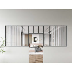Lot De 2 Verrières Atelier Avec Imposte En Aluminium Thermolaqué - 2 X L120 X H105 + L73 X H40 Cm - Noir - Bayview