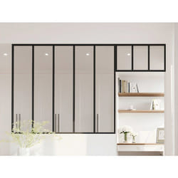 Verrière Atelier Avec Imposte En Aluminium Thermolaqué - L150 X H130 + L73 X H40 Cm - Noir - Bayview