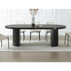 Table à manger extensible 4 à 12 personnes en MDF - Noir - SIDRINA