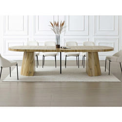 Vente-unique - Table À Manger Extensible 6 À +12 Personnes En Mdf - Naturel Clair - Cloeva