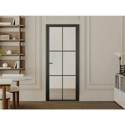 Bloc porte réversible en aluminium et verre trempé - H204 x L73 cm - Noir - SEROTO