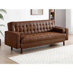 Canapé convertible clic-clac en microfibre marron vintage ELEANOR II