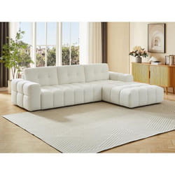 Canapé dangle droit en tissu bouclette blanc SOPELANA