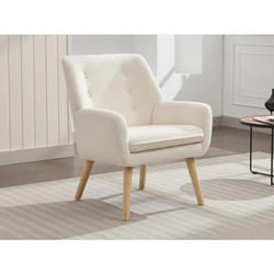 Fauteuil en tissu bouclette blanc SERINO