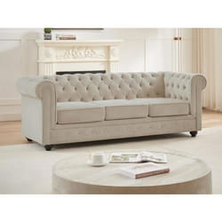 Canapé 3 places en velours beige CHESTERFIELD