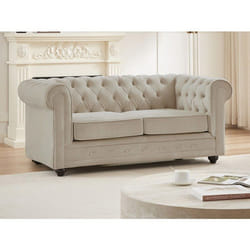 Vente-unique - Canapé 2 Places En Velours Beige Chesterfield