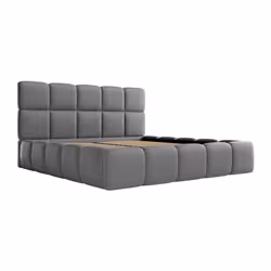 Lit coffre 140 x 190 cm - Tissu effet cuir - Gris - DAMADO de Pascal Morabito