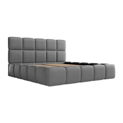 Lit coffre 160 x 200 cm - Tissu effet cuir - Gris - DAMADO de Pascal Morabito
