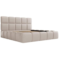 Lit coffre 140 x 190 cm - Tissu effet cuir - Beige - damado de Pascal Morabito