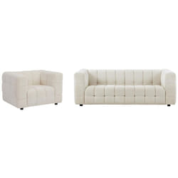 Canapé 3 places et fauteuil en tissu bouclette blanc ivoire lerici de Pascal Morabito