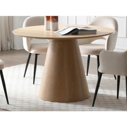 Table à manger ronde 4 personnes placage frêne - Naturel clair - ANTALIZA