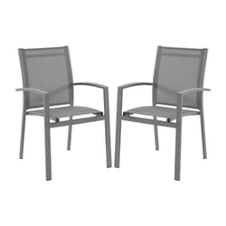 Lot de 2 fauteuils de jardin empilables en aluminium et textilène - Gris anthracite - TELTO de MYLIA